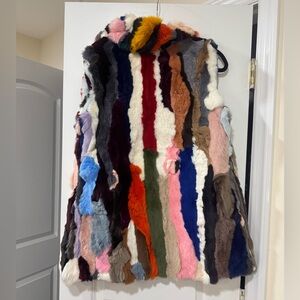 Love Token Colorful Real Rabbit Fur Vest Size M